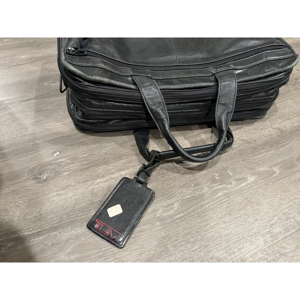 TUMI Alpha Leather Laptop Briefcase - 9674D3 - Black Travel Bag